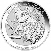 Монета "Коала", 2018 г., Серебро, 31,1 гр., проба 9999, АВСТРАЛИЯ