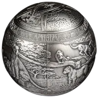 Монета "Леопарды",  2023 г., Серебро, 1 000 гр., проба 999, ДЖИБУТИ
