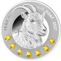 Монета "Год Козы. 7 элементов", 2027 г., Серебро, 17,5 гр., проба 999, НИУЭ