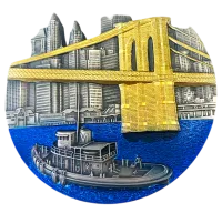 Монета "Бруклинский мост",  2022 г., Серебро, 155,5 гр., проба 999, КОНГО