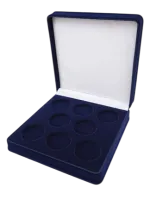 Футляр (160x160x33 мм) на 8 монет в капсулах (диаметр 46 мм), светло-бордовый