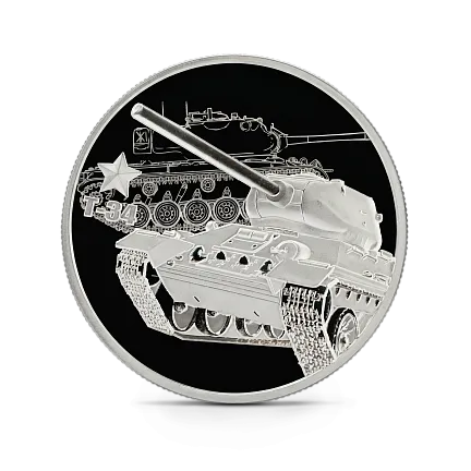 Монета "Танк Т34", 2024 г., Серебро, 31,1 гр., проба 999, ГАНА