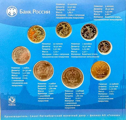 Набор монет Банка России "Гознак", СПМД, 2024 г., Сталь, 28,33 гр., РОССИЯ
