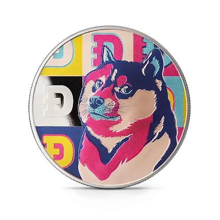 Жетон "Криптовалюта DOGECOIN", 2022 г., Серебро, 31,1 гр., проба 999,