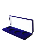 Футляр (161x161x40 мм) на 4 монеты в капсулах (диаметр 46 мм), светло-бордовый