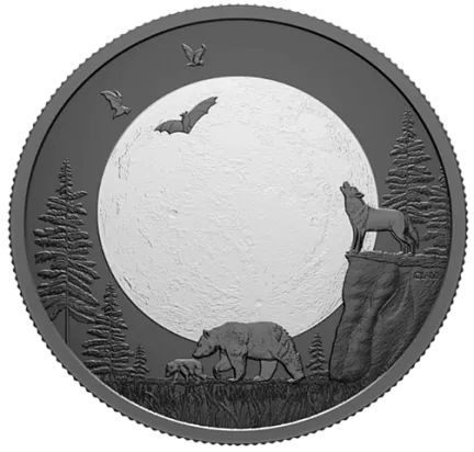 Монета "Фазы Луны", 2025 г., Серебро, 297 гр., проба 999, КАНАДА