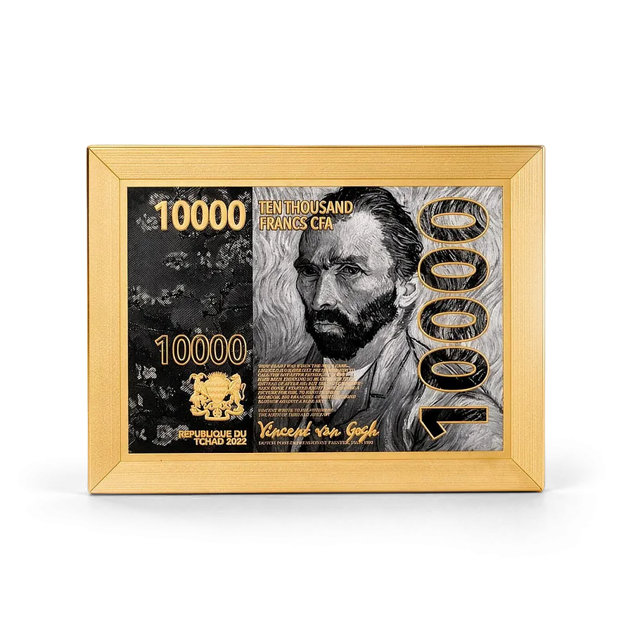 Монета "Цветок миндаля. Винсент ван Гог", 2022 г., Серебро, 62,2 гр., проба 999, ЧАД