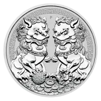 Монета «Львы-хранители Пиксиу», 2020 г., Серебро, 31,1 гр., проба 999.9, АВСТРАЛИЯ