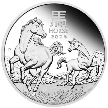 Монета «Год Лошади (пруф)», 2026 г., Серебро, 31,1 гр., проба 999.9, АВСТРАЛИЯ
