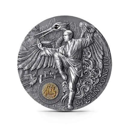 Монета "Шаолинь Кунг Фу Стиль Журавля",  2022 г., Серебро, 62,2 гр., проба 999, НИУЭ