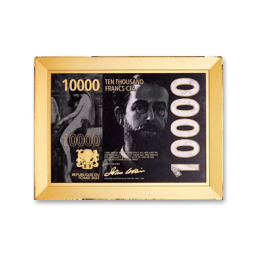 Монета "Леди Годива. Джон Кольер", 2022 г., Серебро, 62,2 гр., проба 999, ЧАД