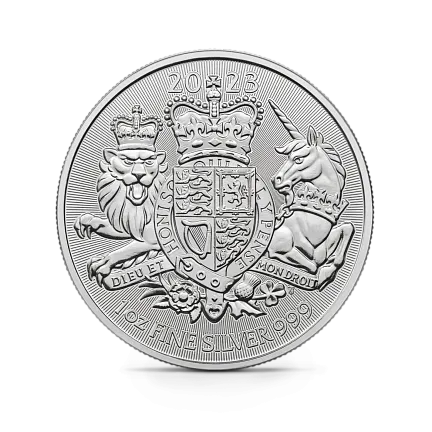 Монета "Королевский герб", 2023 г., Серебро, 31,1 гр., проба 999, СОЕДИНЕННОЕ КОРОЛЕВСТВО