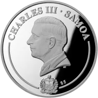 Монета "Георгин. Коллекция "Золотой цветок"",  2026 г., Серебро, 31,1 гр., проба 999, САМОА