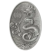 Монета "Яйцо дракона",  2024 г., Серебро, 155,5 гр., проба 999, ДЖИБУТИ