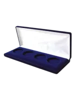 Футляр (161x161x40 мм) на 4 монеты в капсулах (диаметр 46 мм), светло-бордовый