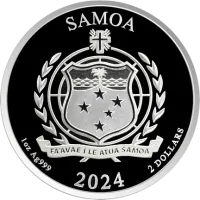 Монета «Золотой орел», 2024 г., Серебро, 31,1 гр., проба 999, САМОА