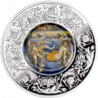 Монета "Венера и Купидон", плывущие на дельфинах, 2025 г., Серебро, 31,1 гр., проба 999, МАЛЬТА