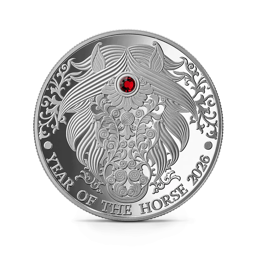Монета "Год Лошади", 2026 г., Серебро, 15,55 гр., проба 999, ГАНА