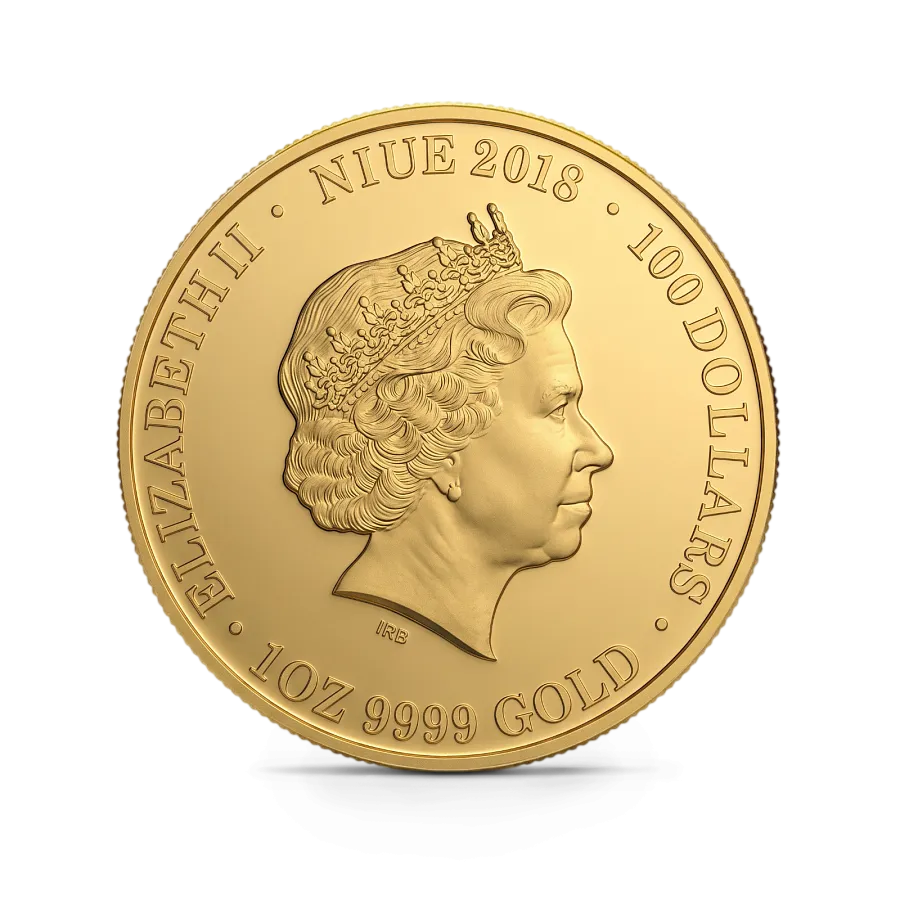Монета "Красноспинный паук", 2018 г., Золото, 31,1 гр., проба 9999, НИУЭ