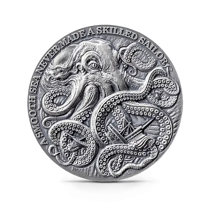 Монета "Кракен", 2024 г., Серебро, 31,1 гр., проба 999, ГАНА