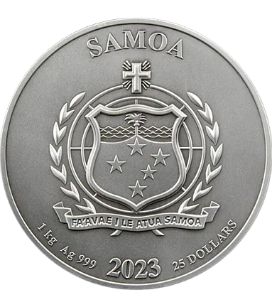 Монета "Викинги ", 2023 г., Серебро, 1 000 гр., проба 999, САМОА
