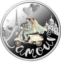 Монета «Свадебная монета Lamour», 2025 г., Серебро, 17,5 гр., проба 999, КАМЕРУН