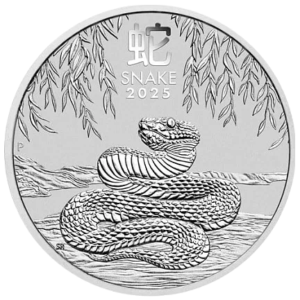 Монета "Лунный календарь Год Змеи", 2025 г., Серебро, 15,55 гр., проба 9999, АВСТРАЛИЯ
