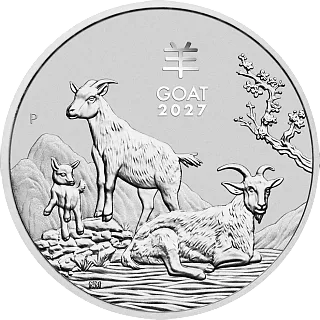 Монета Набор из 3-х монет "Год Козы (пруф), Лунный календарь III", 2027 г., 108,85 гр., проба 999.9, АВСТРАЛИЯ