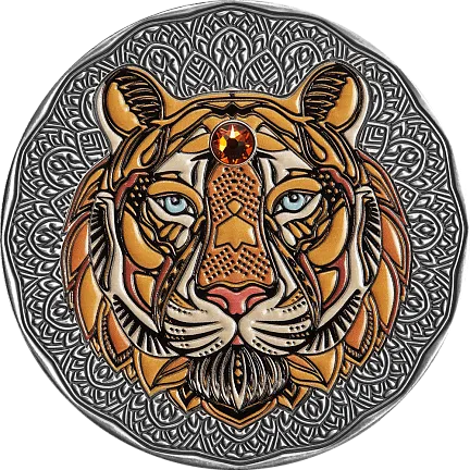 Монета «Тигр. Mandala Art», 2022 г., Серебро, 62,2 гр., проба 999, НИУЭ
