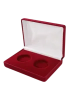 Футляр (142x102x42 мм) на 2 монеты в капсулах (диаметр 46 мм), светло-бордовый